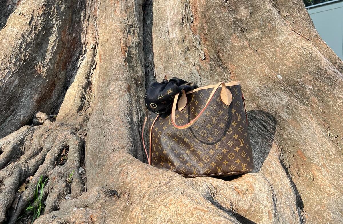 Louis Vuitton Neverfull with scarf